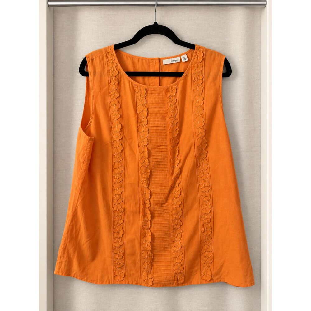 Halogen Orange Embroidered Sleeveless Top